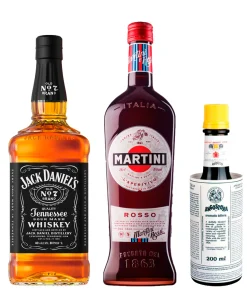 Combo para Coquetel Manhattan Clássico-1 Whisky Jack Daniel's 1l+1 Martini Vermouth Rosso 750ml+1 Angostura Aromatic Bitters 200ml