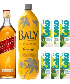 Combo Whisky Red Label 1l + Energético Baly + 6 Gelo De Coco