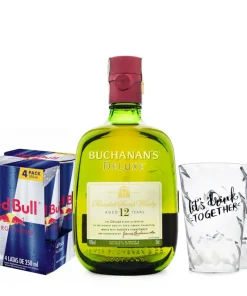 Combo Buchanan's 750ml + 4 Red Bull 250ml + 2 Copos de Acrílico