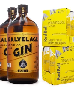 Combo 2x Gin Kalvelage London Dry 1L + 8x Energético Red Bull Tropical Edition 250ml